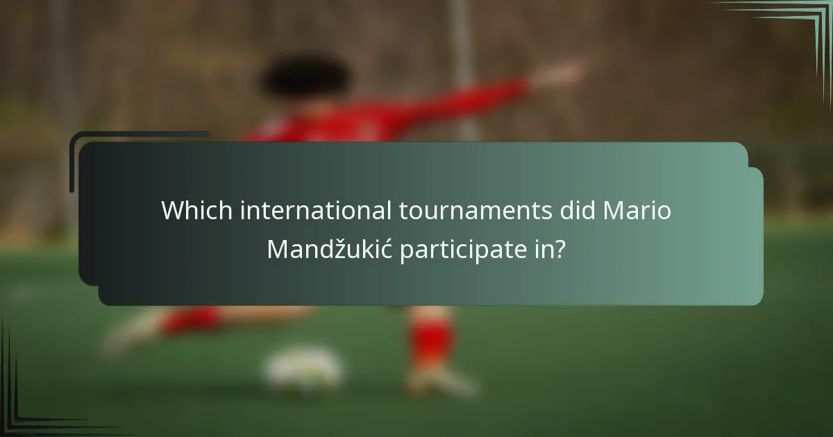 Which international tournaments did Mario Mandžukić participate in?